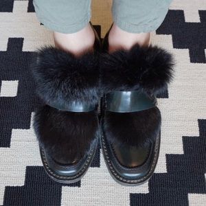 Fur accent loafers